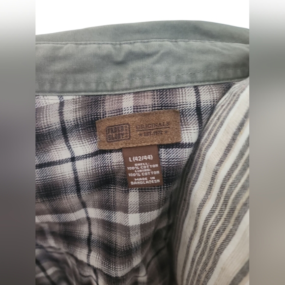 Faded Glory Shirt Mens L Flannel Lined Point Collar Green Pockets Long Sleeve - Picture 2 of 4